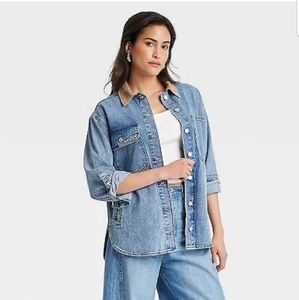 Women's Long Sleeve Denim Shacket - Universal Thread Blue